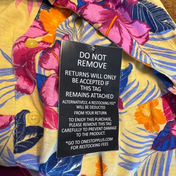 Woman Within Button Front‎ T Shirt Womens Size 2x Henley Empire Waist Floral New - Picture 6 of 8